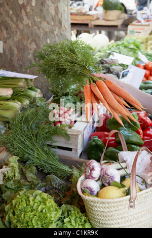 Des légumes au marché, St Tropez, Var, Provence, Provence-Alpes-Côte d'Azur, France Banque D'Images