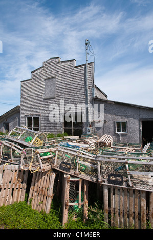 Vieille cabane de pêche près de Percé, Québec, Canada. Banque D'Images