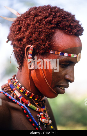 Samburu Moran (guerrier), Kenya Banque D'Images