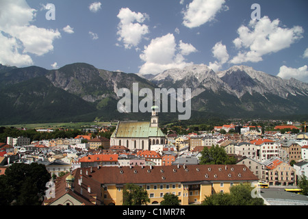 Vue panoramique sur Hall, Tyrol, Autriche Banque D'Images