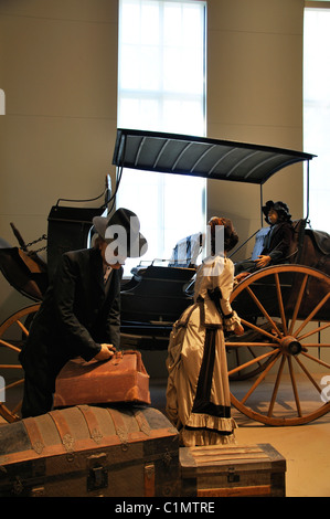 Chariot de déplacement à l'affiche au Musée d'Histoire Naturelle, Amarillo, Texas, États-Unis Banque D'Images