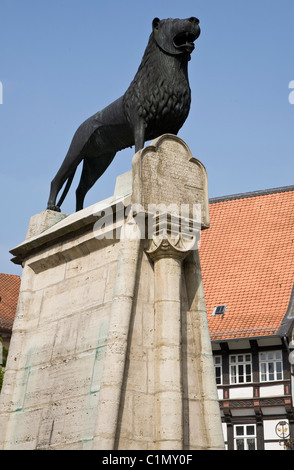 Braunschweig, Burgplatz, ' ' Bronzekopie Braunschweiger Löwe, Banque D'Images