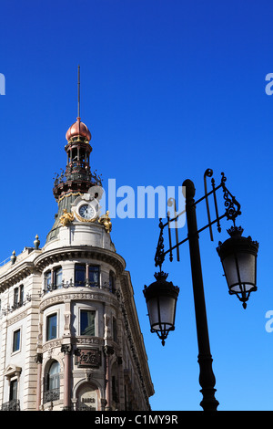 Espagne, Madrid, la façade des bâtiments de la rue Alcala Banque D'Images