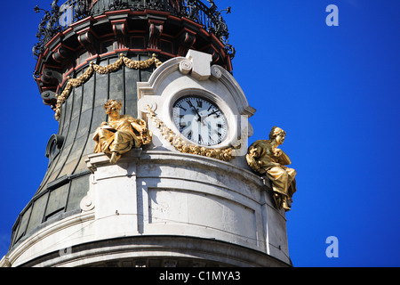 Espagne, Madrid, la façade des bâtiments de la rue Alcala Banque D'Images