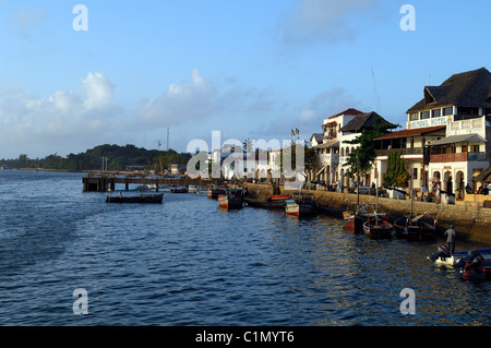 L'île de Lamu, Kenya, Lamu ville classée au Patrimoine Mondial par l'UNESCO Banque D'Images