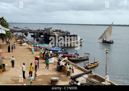 L'île de Lamu, Kenya, Lamu ville classée au Patrimoine Mondial par l'UNESCO Banque D'Images