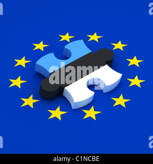 Pièce de puzzle denteux drapeau Estonie euro Banque D'Images