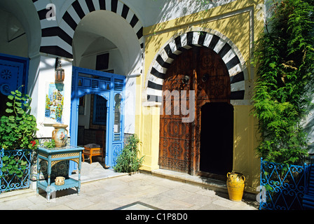 La Tunisie, Sidi Bou Said, Dar el Annabi patio musée Banque D'Images