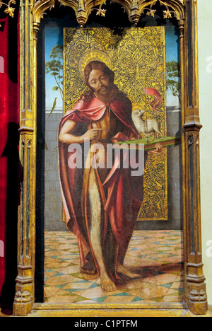 Détail : Saint Jean Baptiste sur le bois, la partie de retable, la Vierge et l'enfant avec la Pietà et Saints, l'espagnol (castillan),, Banque D'Images