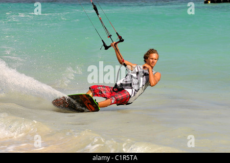 Plage de Jabberwock kitesurf St. John's Antigua NCL croisière des Caraïbes Banque D'Images