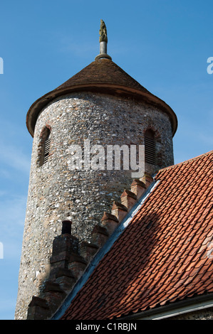 Église de campagne Bawburgh Norfolk avec tour ronde flint joli 14e siècle Banque D'Images