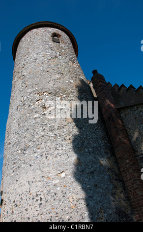 Église de campagne Bawburgh Norfolk avec tour ronde flint joli 14e siècle Banque D'Images