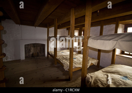 Dortoir des soldats à Fortress of Louisbourg National Historic Site, l'île du Cap-Breton, Nouvelle-Écosse, Canada. Banque D'Images