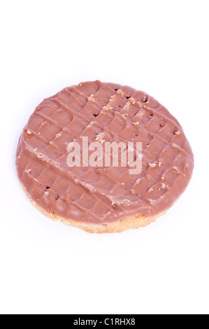 Un double chocolate cookie sur un fond blanc Banque D'Images