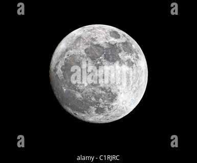 Close-up of Super pleine Lune gibbeuse, 98 % du plein, proche de son périgée, prises le 18 mars 2011 Banque D'Images