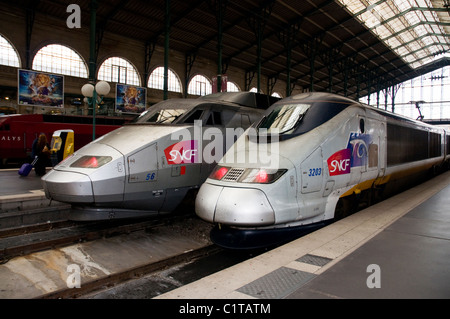 Trois capitales eurostar , 9 , 3203 , voiture TGV TGV sud-est , voiture , 8 56 , annecy , gare du nord , Paris Banque D'Images