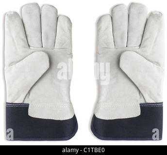 Une paire de gants de jardinage isolated on white with clipping path Banque D'Images