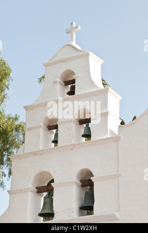 San Diego, Californie.Clocher de la Mission Basilica San Diego de Alcala. Banque D'Images