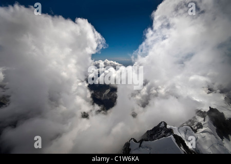 Photo aérienne. Alpes du Sud, côte ouest, île du Sud, Nouvelle-Zélande. Banque D'Images