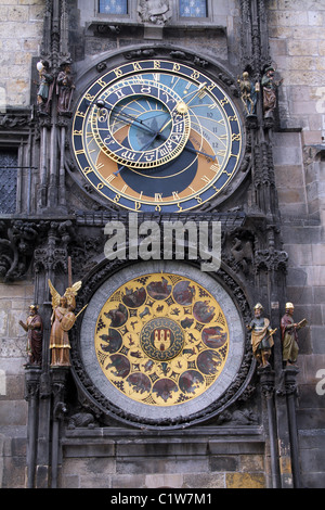 L'Horloge Astronomique de Prague, le Prague Orloj, à Prague, République Tchèque Banque D'Images