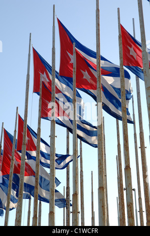 Les drapeaux de la révolution cubaine qui célèbre la Havane Cuba Banque D'Images