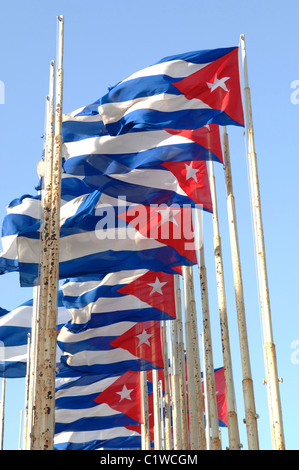 Les drapeaux de la révolution cubaine qui célèbre la Havane Cuba Banque D'Images