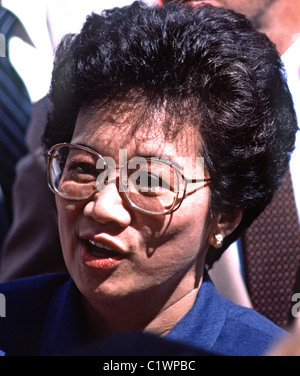 La Présidente Corazon Aquino aux Philippines, la visite de San Francisco, California, USA en 1986 Banque D'Images