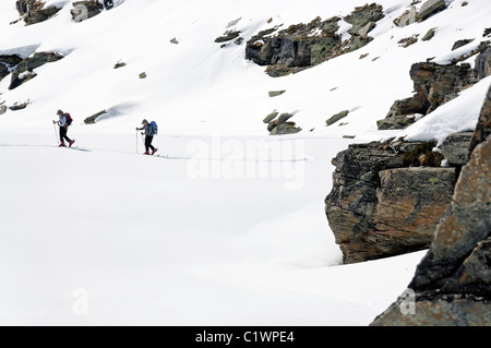 Ski de randonnée en Haute Maurienne région de France Banque D'Images