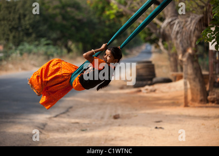 Fille dans l'Andhra Pradesh en Inde du Sud Banque D'Images