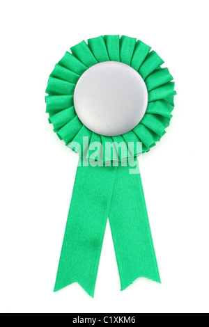 Rubans Green award d'un insigne avec fond blanc Banque D'Images