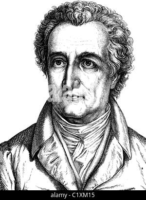 L'amélioration de l'image numérique de Johann Wolfgang von Goethe, poète allemand, 1749 - 1832, portrait, illustration historique, 1880 Banque D'Images