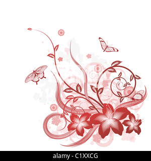 Un beau floral background design avec des papillons. Banque D'Images