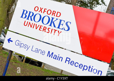 Pour signer l'Oxford Brookes University, Oxford, UK Banque D'Images