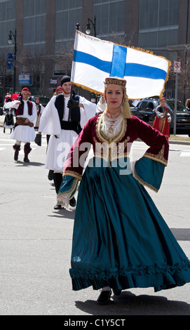 Greek-Americans à la Journée de l'indépendance de la Parade à Detroit Banque D'Images