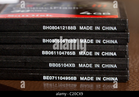 L'état solide Compact Flash Cartes mémoire électronique, fabriqué en Chine Banque D'Images