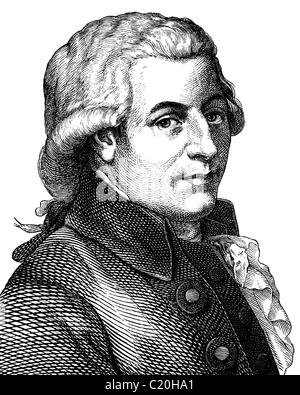 L'amélioration de l'image numérique de Wolfgang Amadeus Mozart, compositeur, 1756 - 1791, portrait, illustration historique, 1880 Banque D'Images