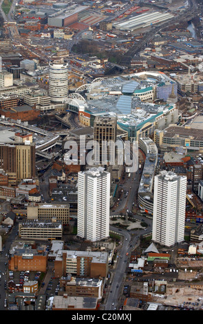 Vue aérienne de Birmingham Uk à bas Smallbrook Queensway vers le centre commercial Bullring en 2003 Banque D'Images
