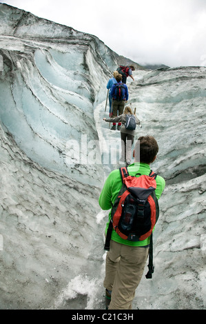 Les touristes sur Fox Glacier Nouvelle Zélande, île du Sud Banque D'Images
