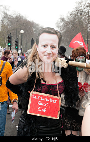 Mars pour changer tuc London 26 mars 2011 David Cameron millionnaires boys club Banque D'Images