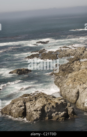 Rocky coast line en direction nord sur la Jamestown, à Rhode Island Banque D'Images