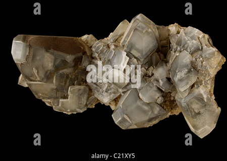 La calcite (CACO3 - carbonate de calcium) avec la pyrite et marcassite - Mine de Conco - North Aurora - comté de Kane - Illinois - USA Banque D'Images