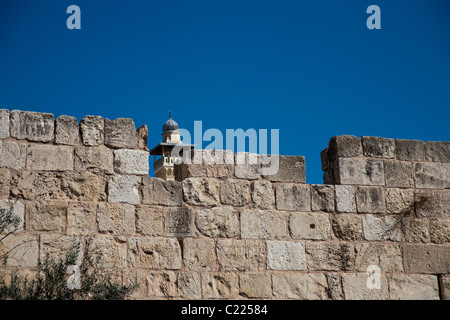 Minaret de la mosquée d'Al-Aqsa sur le mont du Temple Banque D'Images