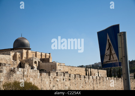 Minaret de la mosquée d'Al-Aqsa sur le mont du Temple Banque D'Images