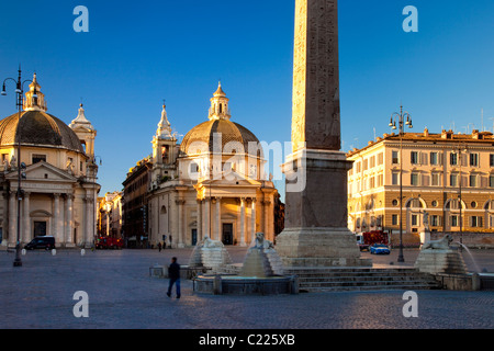 Tôt le matin jusqu'à Piazza del Popolo, Rome Lazio Italie Banque D'Images