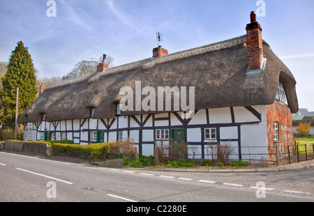 Cottages en Leckford, Hampshire, Angleterre Banque D'Images