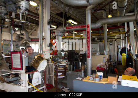 Salle des machines de la SS. Steamboat Natchez sur le fleuve Mississippi à la Nouvelle Orléans, Louisiane, USA. Banque D'Images