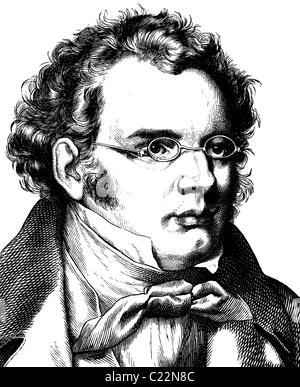 L'amélioration de l'image numérique de Franz Schubert, 1797 - 1828, compositeur, Portrait, illustration historique, 1880 Banque D'Images