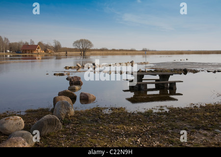 Dans la rivière Emajõgi Jõesuu, lac Võrtsjärv, Estonie Banque D'Images