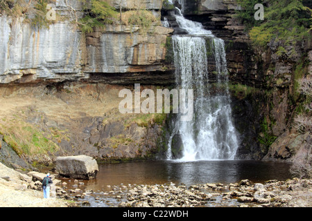 Thornton de travail sur le sentier des chutes d''Ingleton dans le Yorkshire Dales Banque D'Images