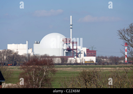 La station nucléaire de Brokdorf, Schleswig-Holstein, Allemagne Banque D'Images